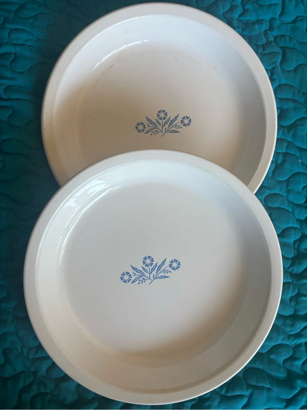 Set of 2 vintage CorningWare P-309 pie plates, 9-inch size, made in the USA